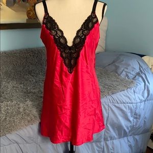 Victoria’s Secret dark pink and black lace cami
